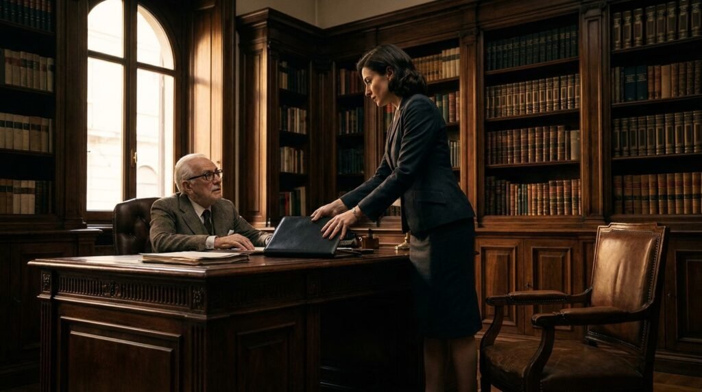 Woman placing folder on desk 202607252037 1