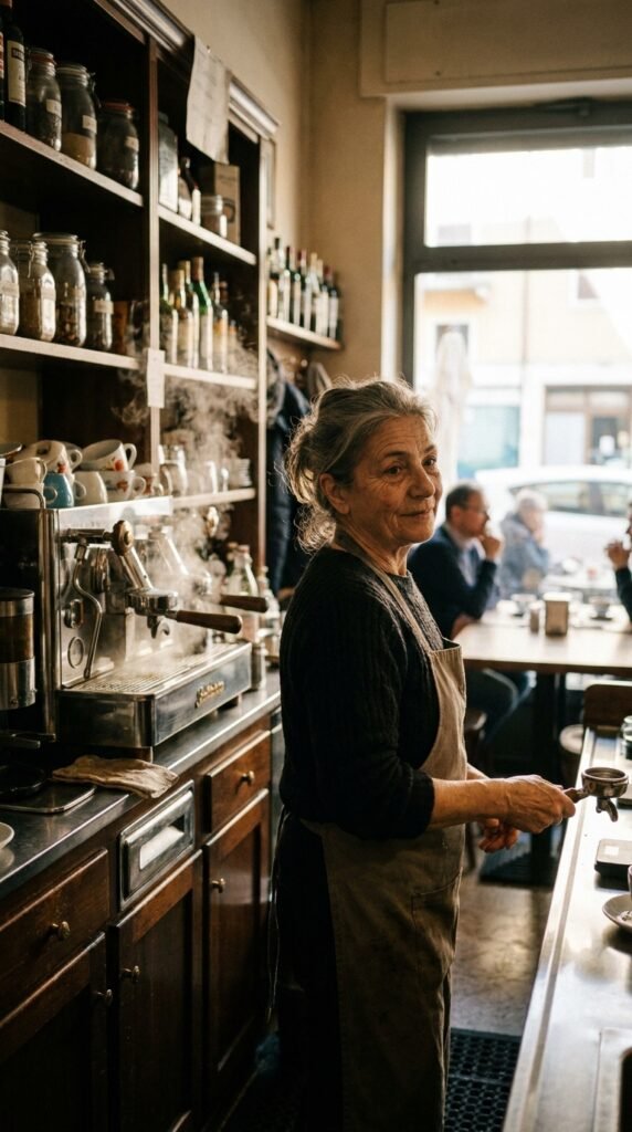 Woman preparing espresso in caffe 202607231022